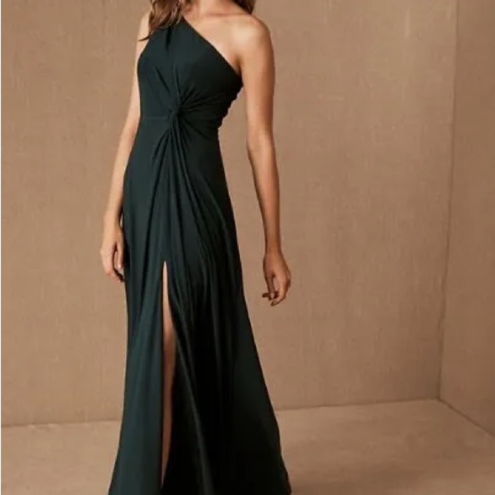 BHLDN Brixen one shoulder dark green dress. Size 4 formal bridesmaids gown